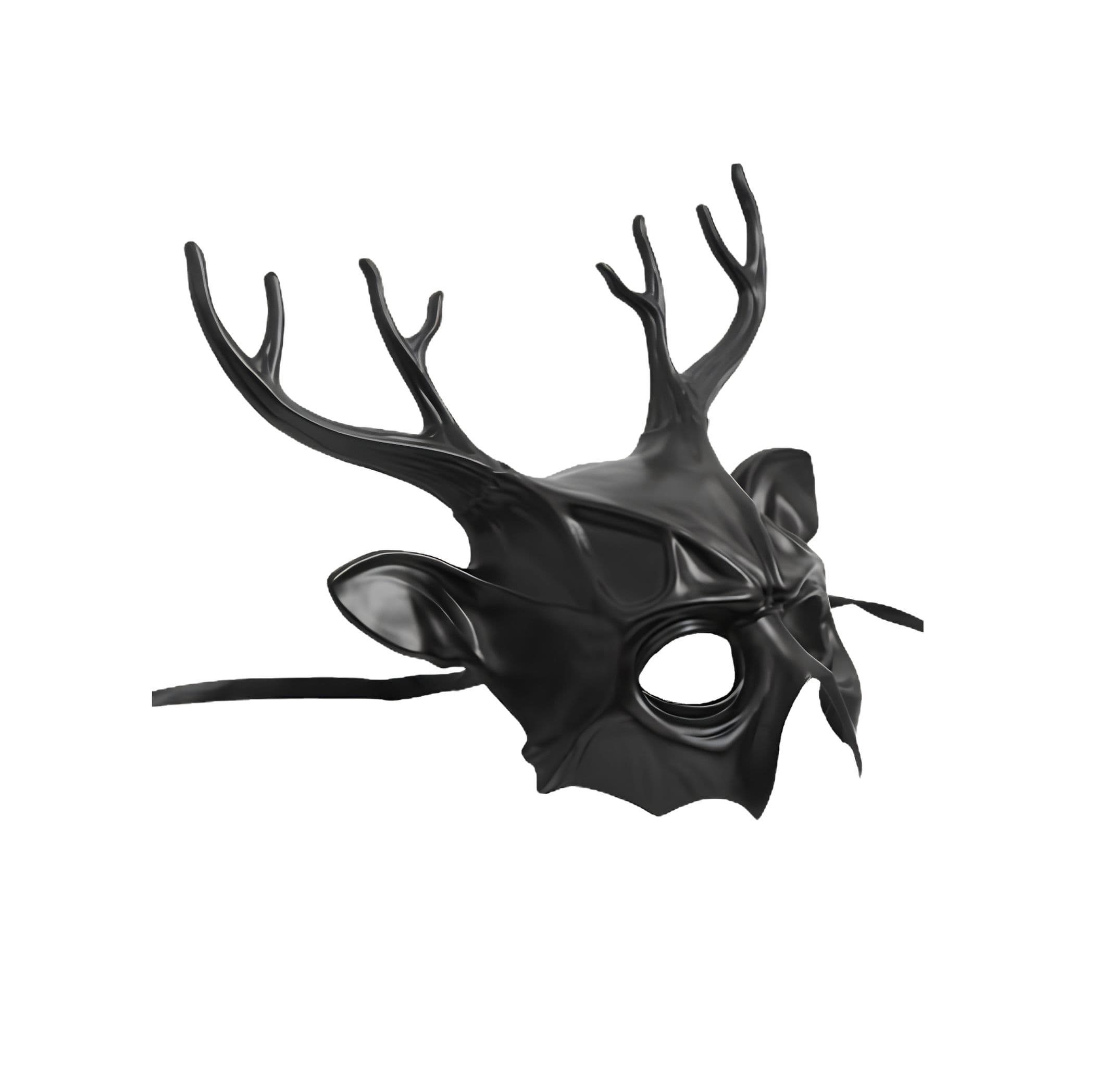 Black Plastic Deer Antler Masquerade Mask